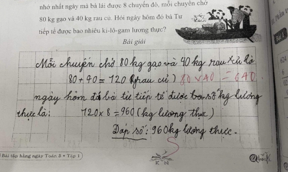Bài toán tiểu học khiến cả cõi mạng tranh cãi, cô giáo chữa xong cũng không ai hiểu: Tại sao lại ra như vậy?