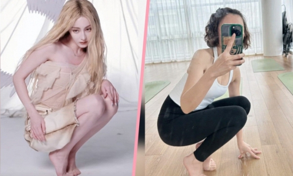 Dáng ngồi của Địch Lệ Nhiệt Ba khiến giới trẻ xứ Trung phát cuồng, đua nhau làm theo nhưng nhận kết quả 'một trời một vực'