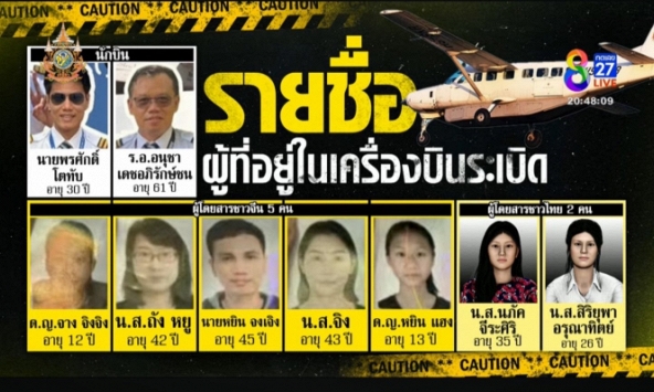 Danh tính các nạn nhân trong vụ máy bay rơi ở Thái Lan được công bố: Có 2 trẻ em, các phần thi thể được tìm thấy